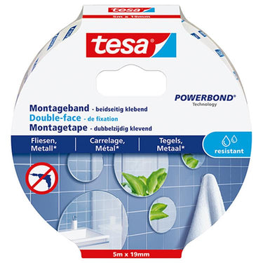 Tesa 1051184 - powerbond® montagetape waterproof 5m:19mm | 5 stuks