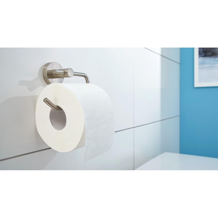 Load image into Gallery viewer, Tesa toiletrolhouder moon roestvrijstalen look zelfklevend zonder boren – 53x140x99mm
