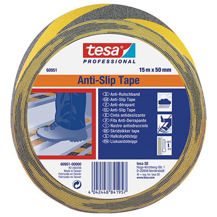 Afbeelding laden in galerijviewer, Tesa professional tesa - zelfklevende antisliptape - 15m - geel-zwart - 50mm breed
