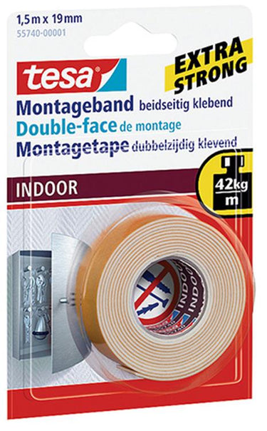 Tesa 1002805 - mont.tape indoor 1.5x19mm | 6 stuks