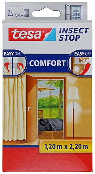 Tesa 1050466 - premium vliegenhor deuren zwart 2x 0,65m x 2,2m | 5 stuks