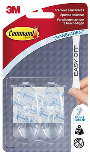 3m command decohaak, small, draagvermogen 225 gram, transparant, blister van 6 stuks