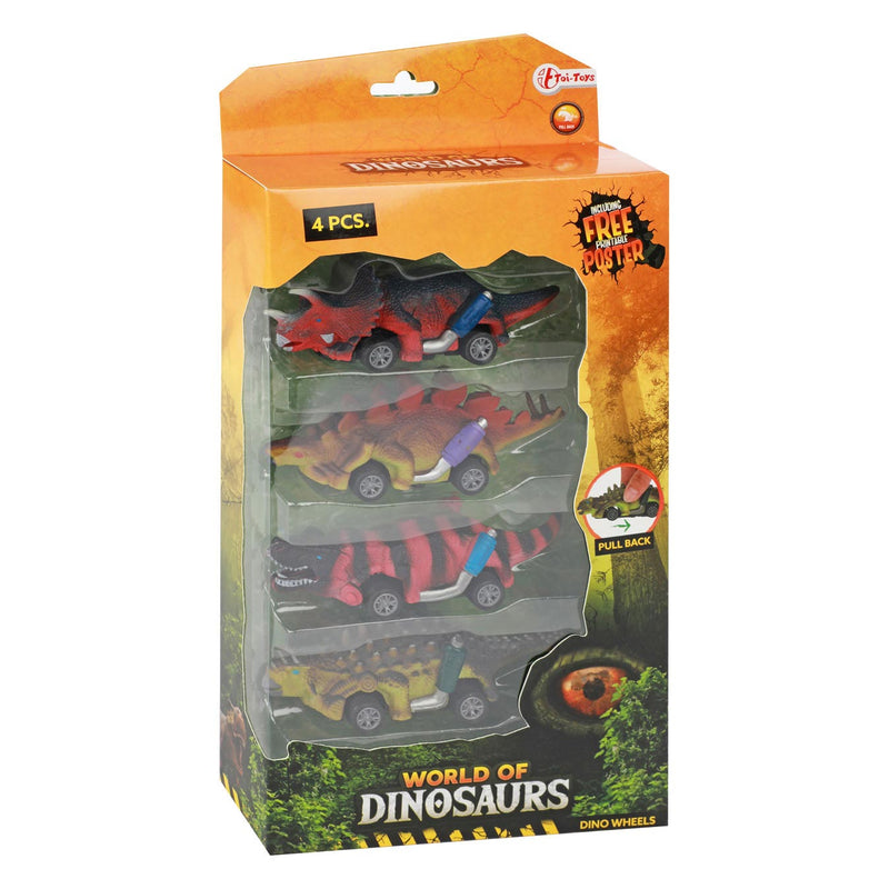 Load image into Gallery viewer, Toi-toys world of dinosaurs dino pullback auto, 4st.
