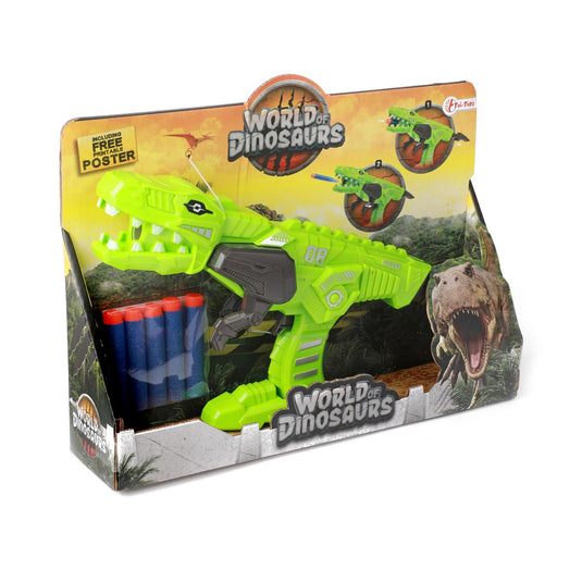 Toi-toys world of dinosaurs afschietpistool met foampijlen