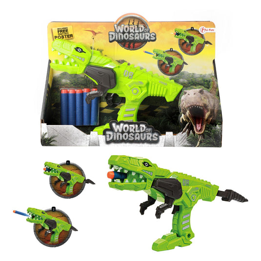 Toi-toys world of dinosaurs afschietpistool met foampijlen