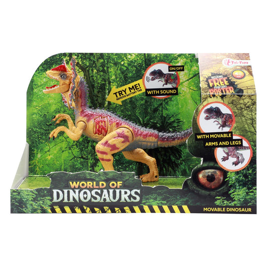 Toi-toys world of dinosaurs dilophosaurus, beweegbare dino met geluid