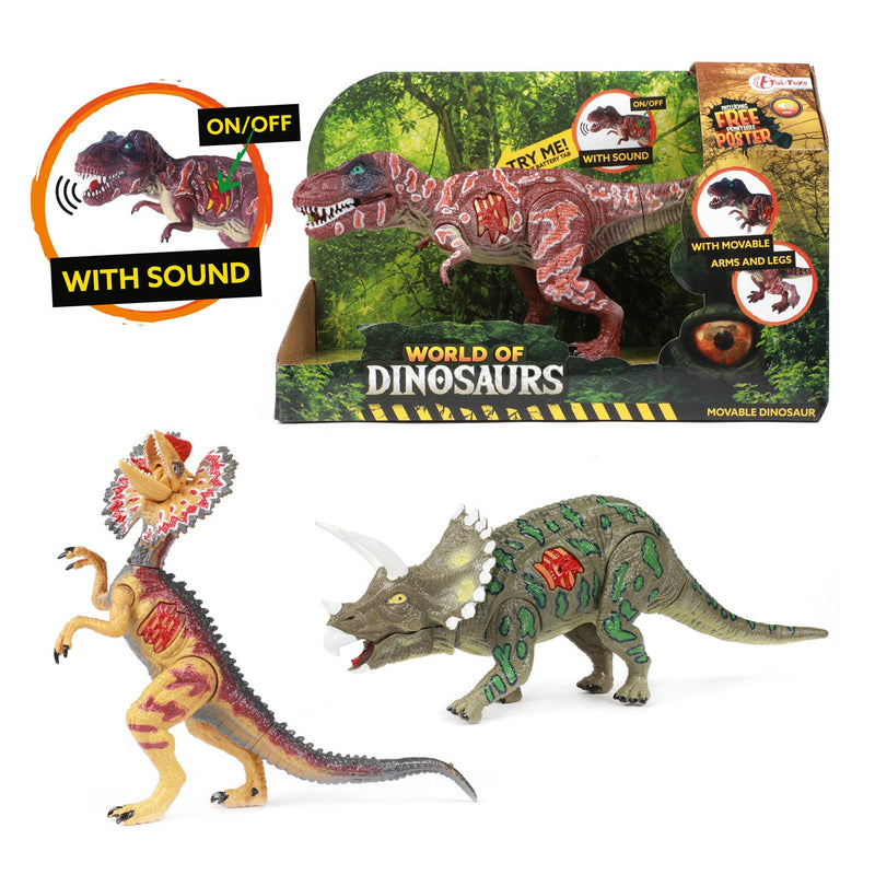 Load image into Gallery viewer, Toi-toys world of dinosaurs dilophosaurus, beweegbare dino met geluid
