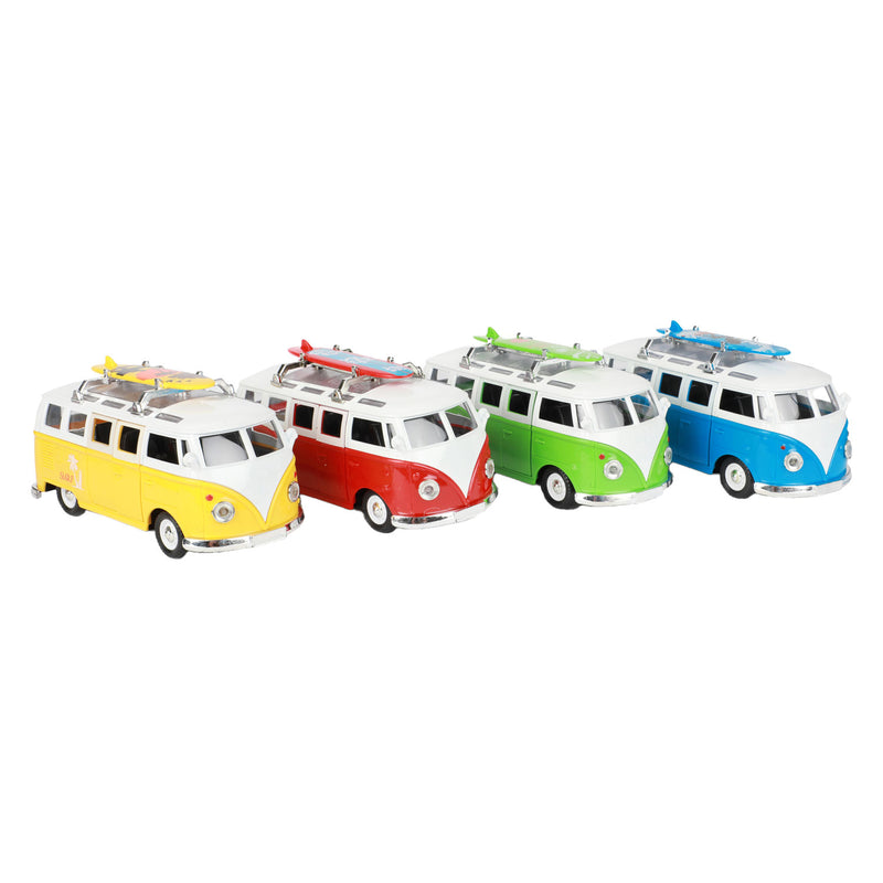 Load image into Gallery viewer, Toi-Toys Pull-back Retro Bus met Licht en Geluid
