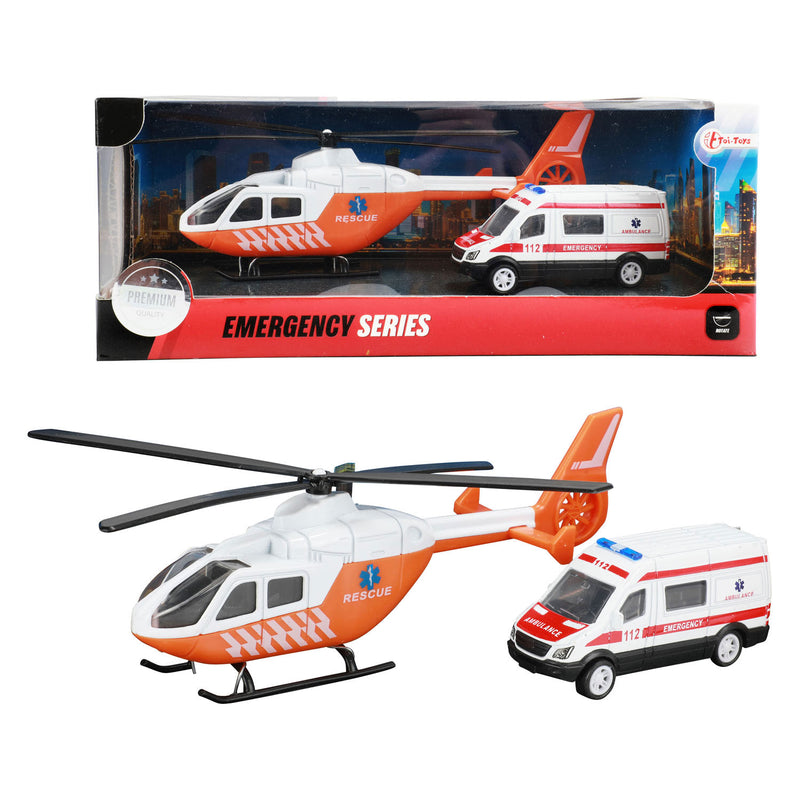 Load image into Gallery viewer, Toi-Toys Metal Traumahelikopter en Ambulance Oranje
