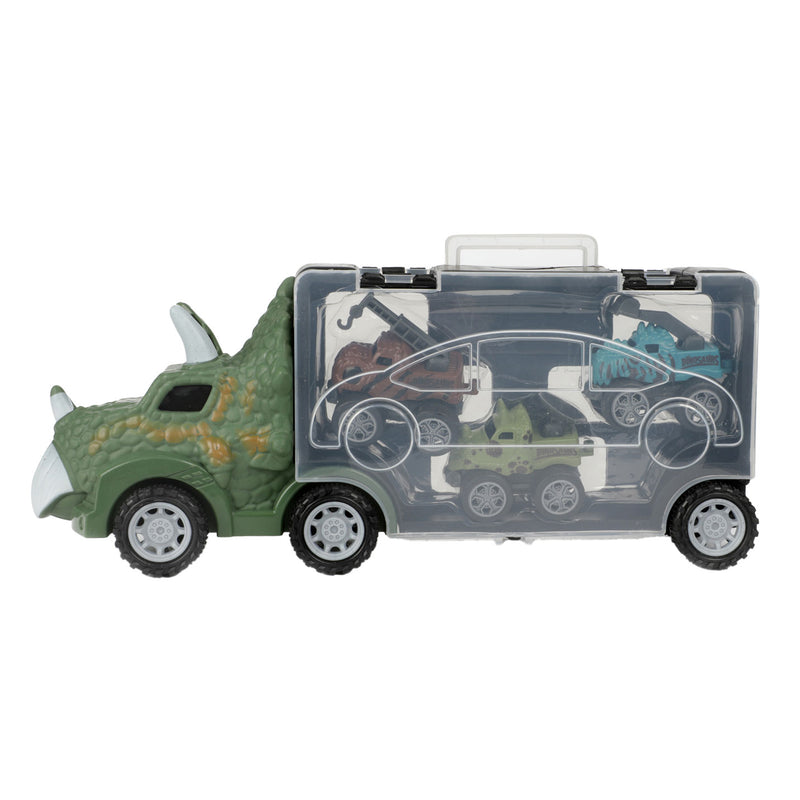 Load image into Gallery viewer, World of dinosaurs dinotruck met 3 pull-back auto's
