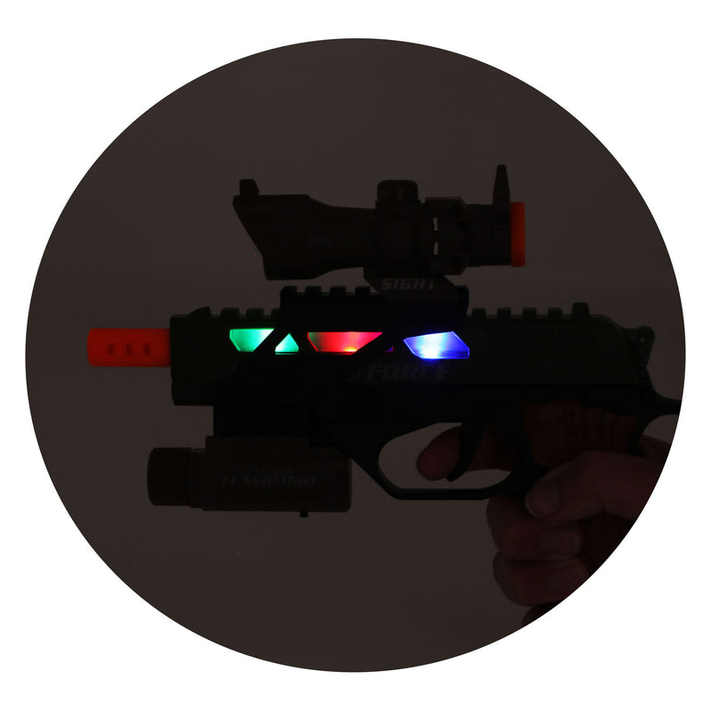 Load image into Gallery viewer, Toi-toys alfafox militair pistool met demper + zaklamp + licht en geluid
