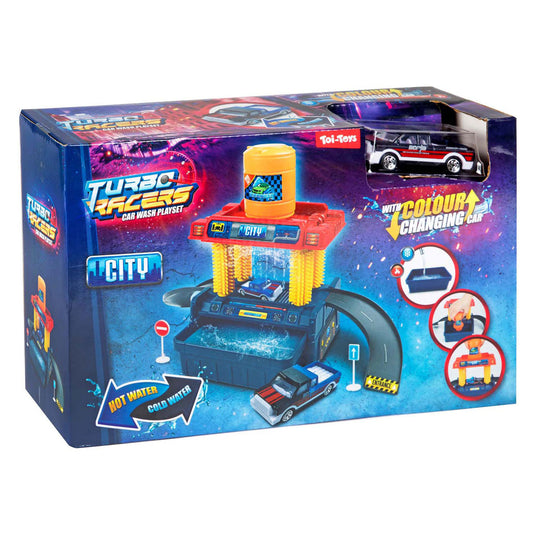 Lobbes turbo racers set carwash 24 dlg met auto en accesoires