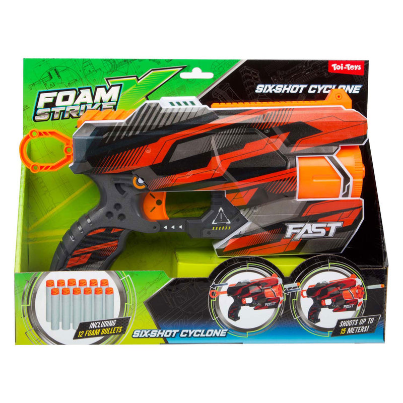 Load image into Gallery viewer, Toi-toys foam strikex afschietpistool six-shot cyclone met 12 foampijlen
