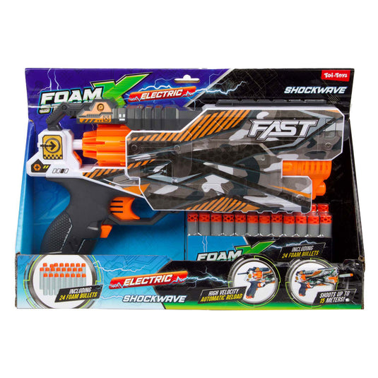 Toi-toys foam strikex elektrisch afschietpistool shockwave met 24 foampijlen