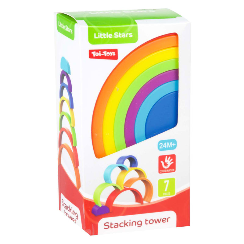 Load image into Gallery viewer, Toi-toys little stars baby stapeltoren regenboog, 7dlg.
