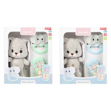 Toi-toys little stars baby knuffel pluche konijn met ramelaar en telefoon, 3dlg.
