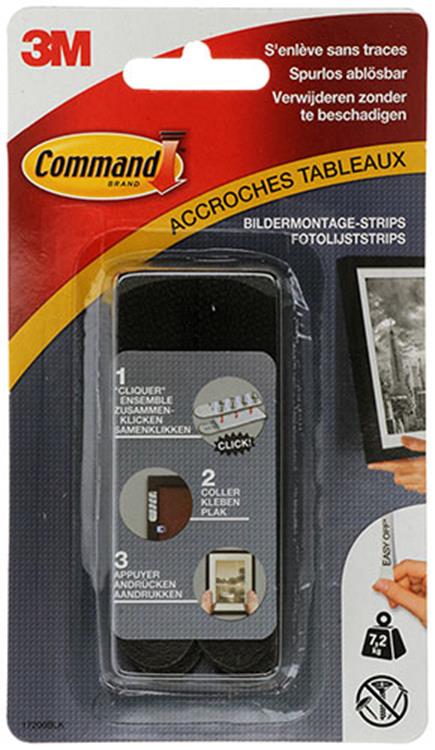 Afbeelding laden in galerijviewer, 3m command fotolijststrip, large, draagvermogen 7,2 kg, zwart, blister van 8 stuks
