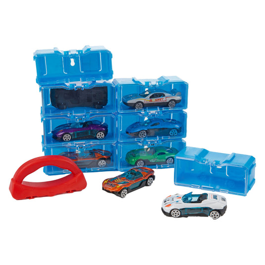 Turbo racers opbergkoffer inclusief 8 metalen autos - 1:45