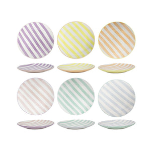 Dinerbord 2-tone pastel stripes doos a 6 stuks ø26,5cm