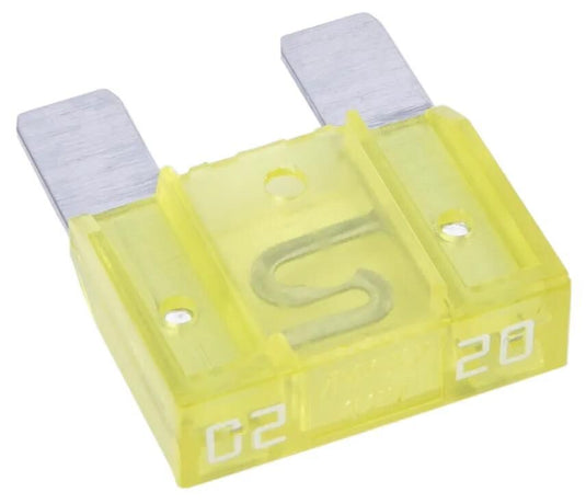 Dresselhaus zekering bananenstekker maxi flat fuse maxi 20a 1 piece yellow