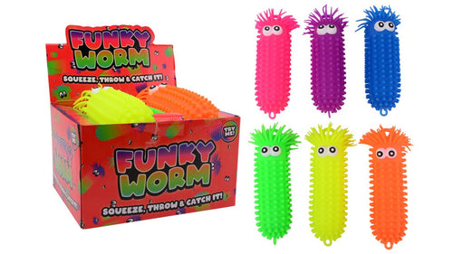 Johntoy Fluffy Worm Groot met Ogen, 28cm