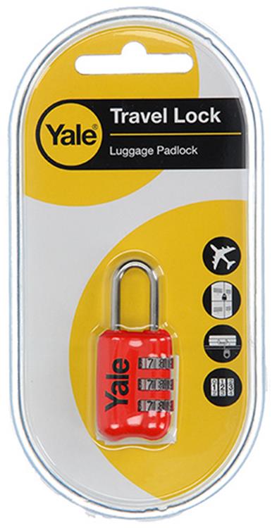 Yale 1018570 - bagage-cijferhangslot rood yp2 23 128 1r 23mm | 6 stuks