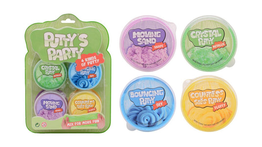 Johntoy john toy putty's party 4 op blisterkaart