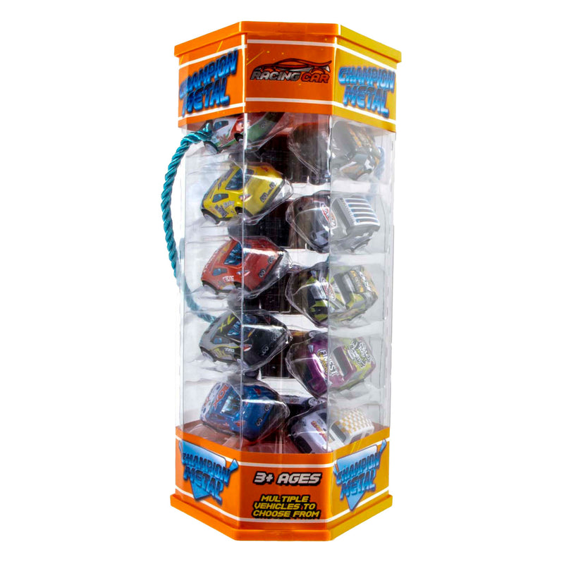 Load image into Gallery viewer, Jono toys metalen pull back auto's in opbergtoren, 15 auto's
