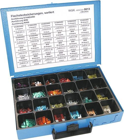 Dresselhaus assortiment zekeringen bananenstekker 8613 sort.blade fuses. design.stand.mini maxi