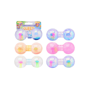 Johntoy glitter squeeze dumbell met kwal