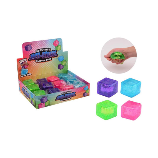 Johntoy slow rise anti-stress kubus met glitter