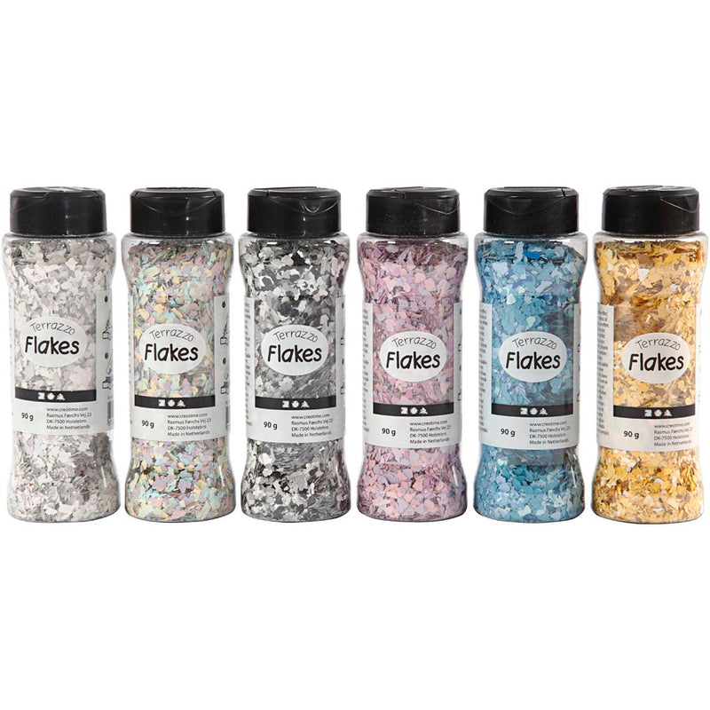 Afbeelding laden in galerijviewer, Https: www.cchobby.nl terrazzo-vlokken-diverse-kleuren-6x90-gr-1-doos
