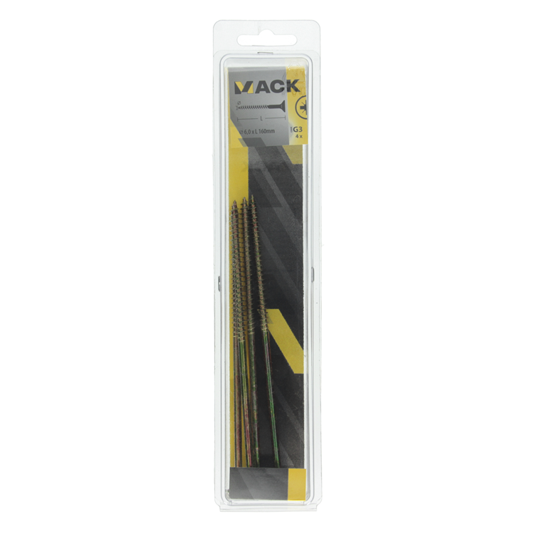 Load image into Gallery viewer, Mack 1006978 - spaanplaatschroef vz kop geelverzinkt 4st 6 x 160mm | 10 stuks
