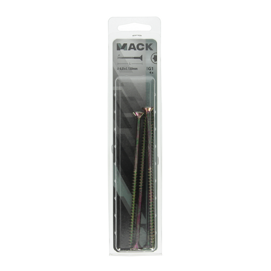 Mack 1006981 - spaanplschrf. vzkop-zelfb geelverzinkt 4st 6 x 130mm | 5 stuks