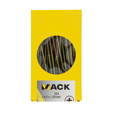 Mack 1006986 - spaanplaatschroef vz kop geelverzinkt 50st 6 x 130mm | 2 stuks