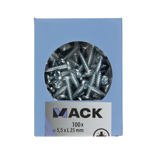 Mack 1007005 - zelftap. schroef cyl. kop 100 100 st 5,5x25mm | 3 stuks