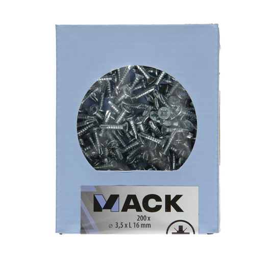 Mack 1007016 - zelfbor. schroef vz kop 200 200 st 3,5x16mm | 5 stuks