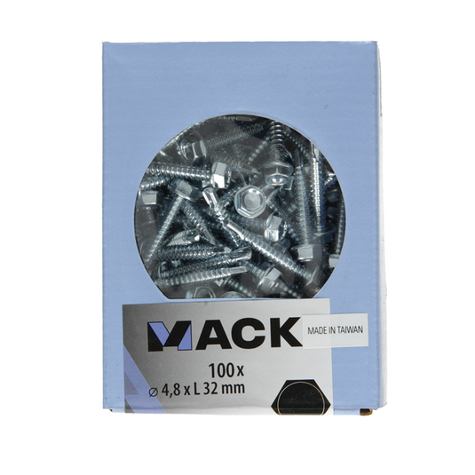 Mack 1007023 - zelfbor. schroef zeskant 100 100 st 4,8x32mm | 5 stuks