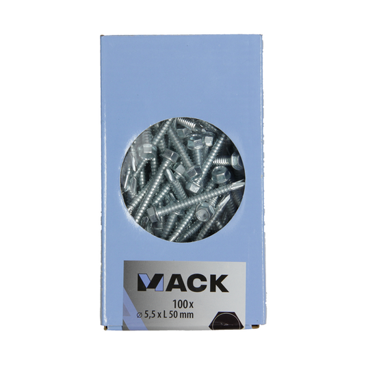 Mack 1007025 - zelfbor. schroef zeskant 100 100 st 5,5x50mm | 3 stuks