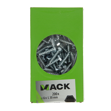 Mack 1007028 - houtdraadbout staal verzinkt 200 st 6 x 30 mm | 5 stuks