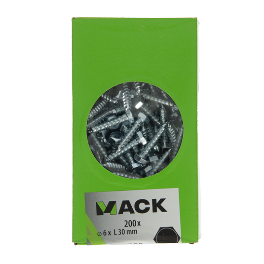 Mack 1007028 - houtdraadbout staal verzinkt 200 st 6 x 30 mm | 3 stuks