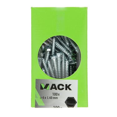 Mack 1007032 - houtdraadbout staal verzinkt 100 st 6 x 60 mm | 5 stuks