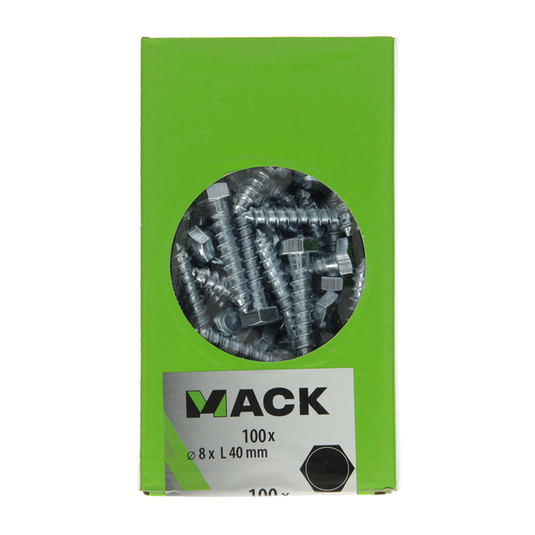 Mack 1007037 - houtdraadbout staal verzinkt 100 st 8 x 40 mm | 3 stuks