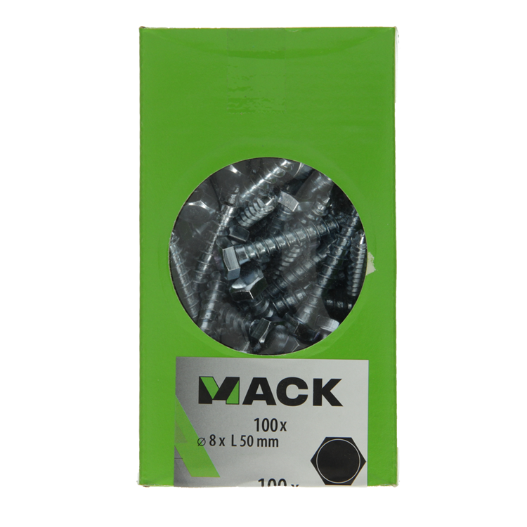 Afbeelding laden in galerijviewer, Mack 1007038 - houtdraadbout staal verzinkt 100 st 8 x 50 mm | 2 stuks
