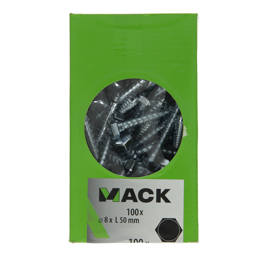 Mack 1007038 - houtdraadbout staal verzinkt 100 st 8 x 50 mm | 4 stuks