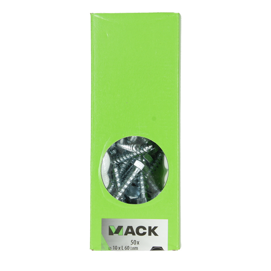 Mack 1007044 - houtdraadbout staal verzinkt 50 st 10 x 60 mm | 2 stuks