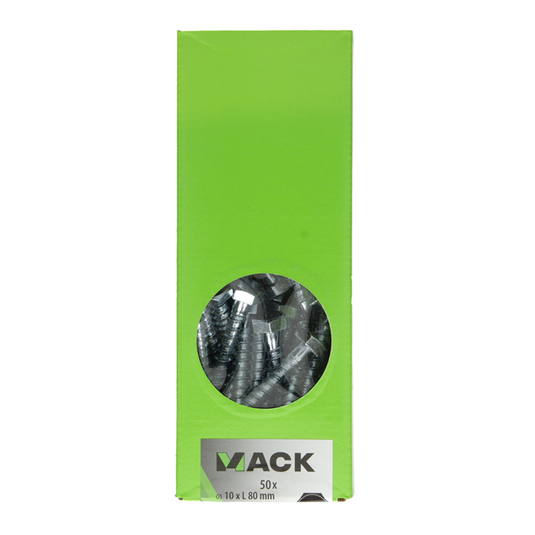 Mack 1007045 - houtdraadbout staal verzinkt 50 st 10 x 80 mm | 2 stuks