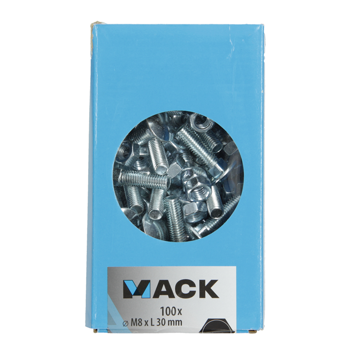 Load image into Gallery viewer, Mack 1007058 - houtbout + moer verzinkt 100 st 8 x 30 mm | 4 stuks
