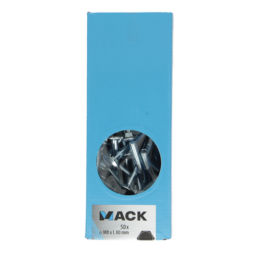 Mack 1007062 - houtbout + moer verzinkt 50 st8 x 80 mm | 2 stuks