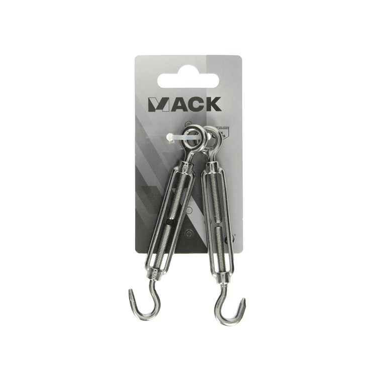 Afbeelding laden in galerijviewer, Mack 1008436 - 2 spanners oog + haak m5 x 50mm inox | 10 stuks
